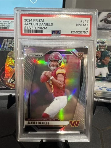 2024 Panini Prizm - Rookies Jayden Daniels #347 Silver Prizm PSA 8 (RC)