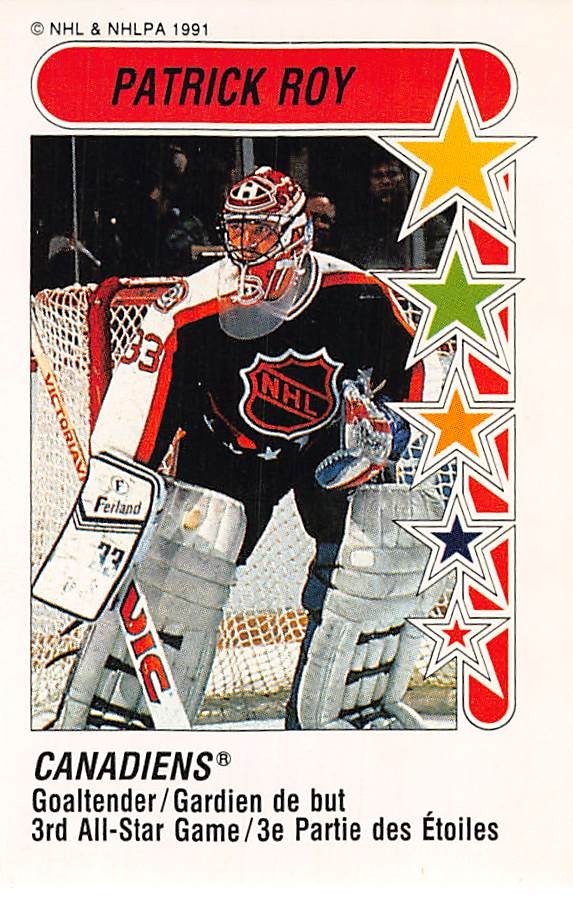 1991-92 Panini Hockey Stickers Patrick Roy #333 NM/MT Montreal Canadiens