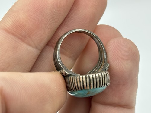 Vintage Navajo Jack Adakai Sterlingsilber Türkis Indianer Ring signiert - Bild 7 von 7