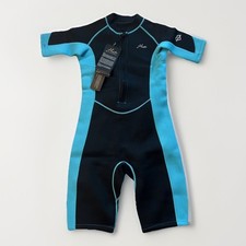 Kids Shorty Wetsuit Size 13 Black Turquoise Neoprene Nylon 2MM Guardian Youth