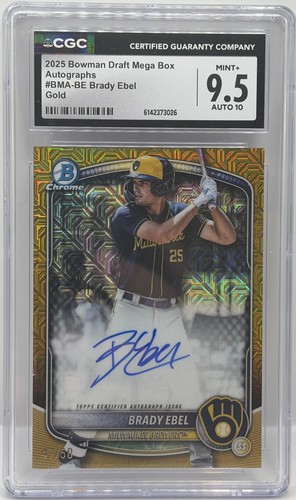 Brady Ebel [Gold Mojo] #BMA-BE 2025 Bowman Draft Chrome Prospect Mega Autograph card