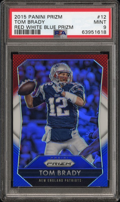 2015 Panini Prizm Tom Brady #12 Red White Blue Prizm PSA 9 New England Patriots