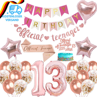 Deko 13. Geburtstag MäDchen Teenager - 26 StüCk RoséGold Happy Birthday Official