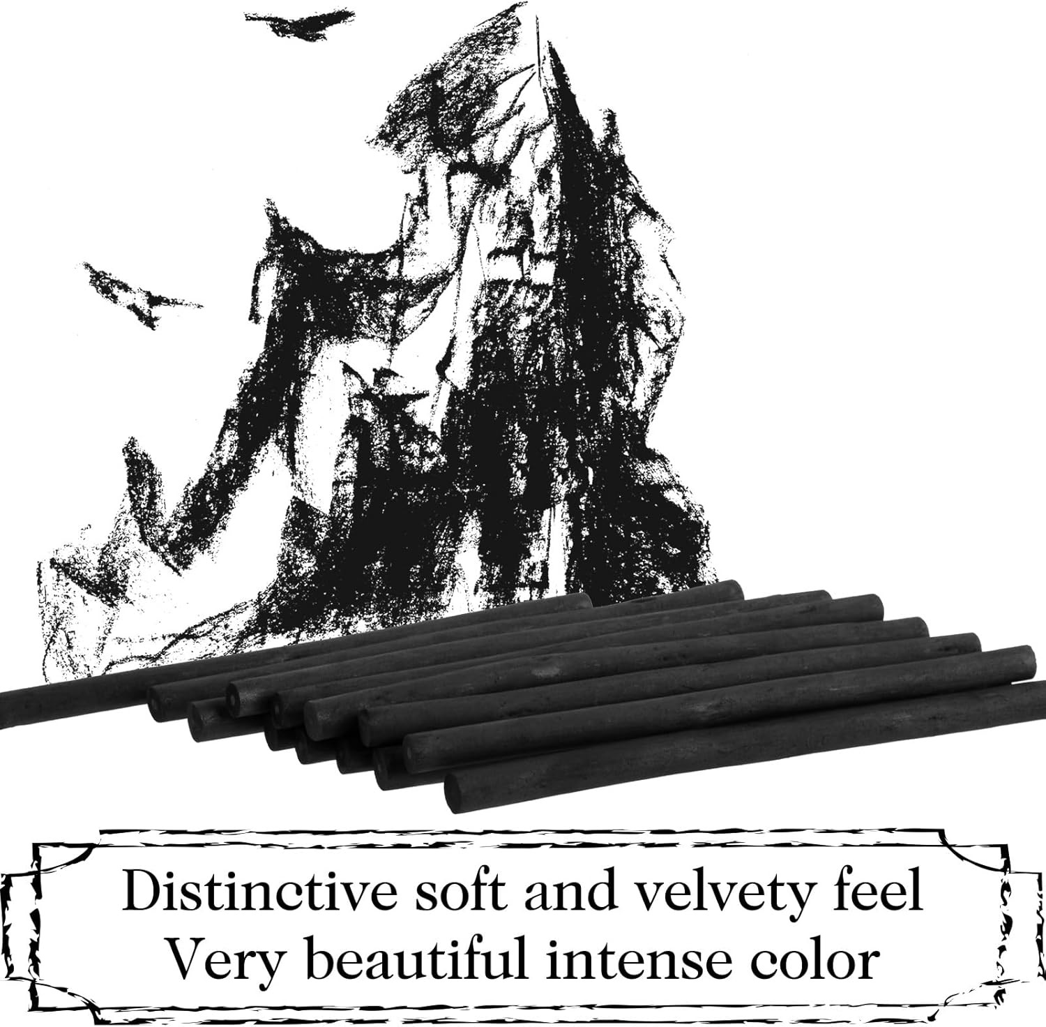 200 Pieces Willow Charcoal Sticks, Willow Charcoal, Soft Black Drawing Charco...