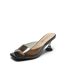 DREAM PAIRS Women s Clear Heels Square Toe High Stiletto Mules Slip on Wed