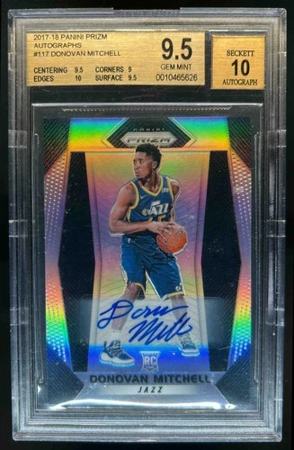 2017-18 Prizm Donovan Mitchell Auto RC Silver Rookie #117 Jazz BGS 9.5