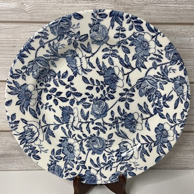 Churchill Blue Peony Rose Dinner Plate 10 1/4'' D Made in England