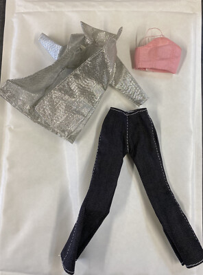 Qualität Outdoor Herbst Silber Jacke Jeans Rosa Top Outfit für Puppen UK Verkäufer