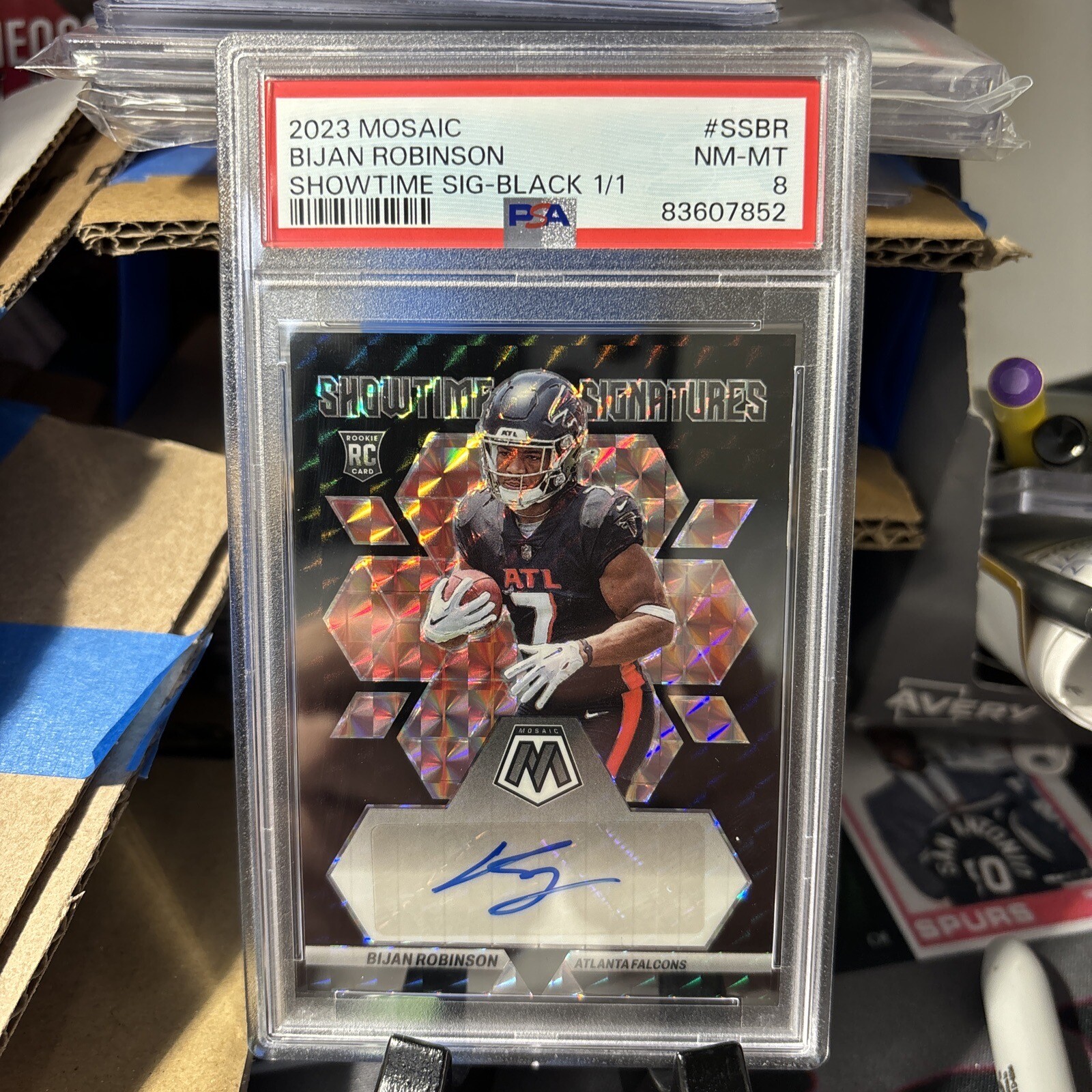 Bijan Robinson Panini Mosaic Showtime Signature #SSBR Black 1/1