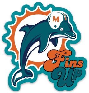 Miami Dolphins Fins Up Quote Logo Type With Dolphin Nfl Die Cut Magnet Ebay