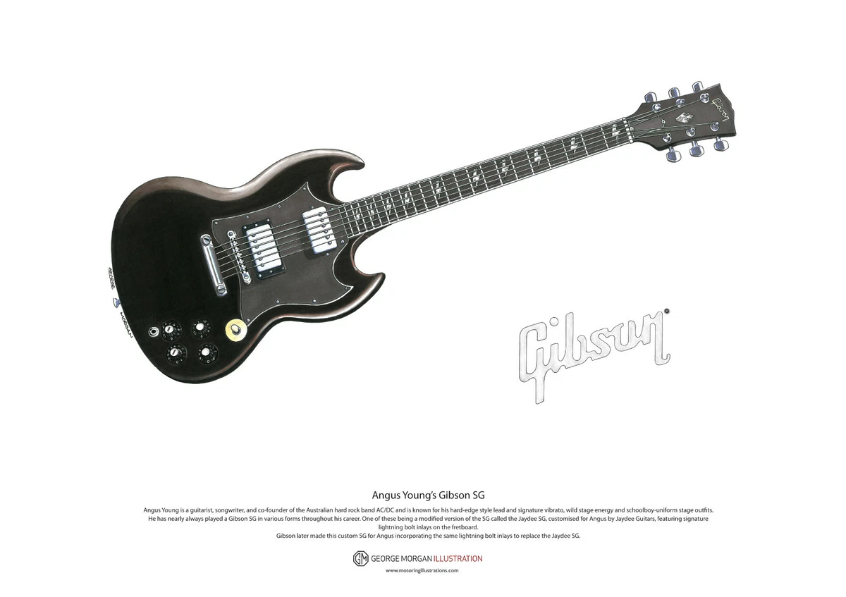 Angus Young s Gibson SG ART POSTER A3 size eBay