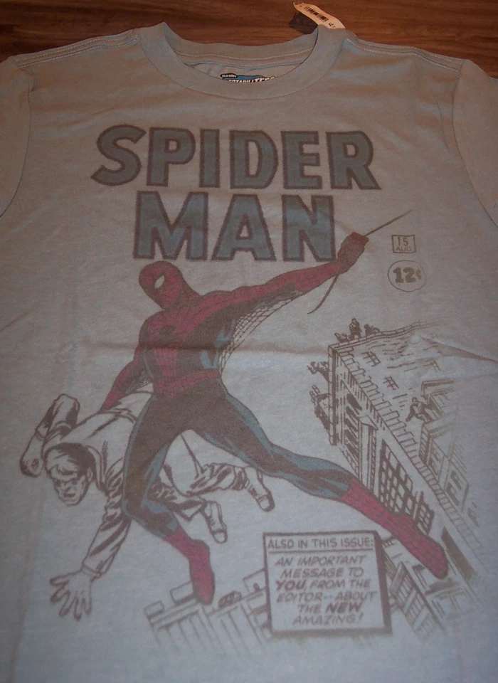 VINTAGE STYLE THE AMAZING SPIDER-MAN Marvel Comics T-Shirt YOUTH XL NEW - Image 2 of 2
