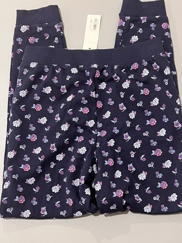 Size 12 New JANIE and JACK Girls Cuffed Flower & Navy Knit pants - Picture 3 of 5