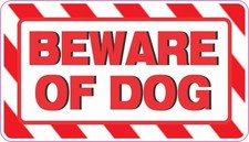 BEWARE OF DOG STICKER DECAL X 2   FREE SHIPPING 
