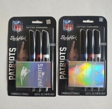 Lot of 2 BodyMark by BIC Temporary Tattoo Marker NFL Series New England Patriots