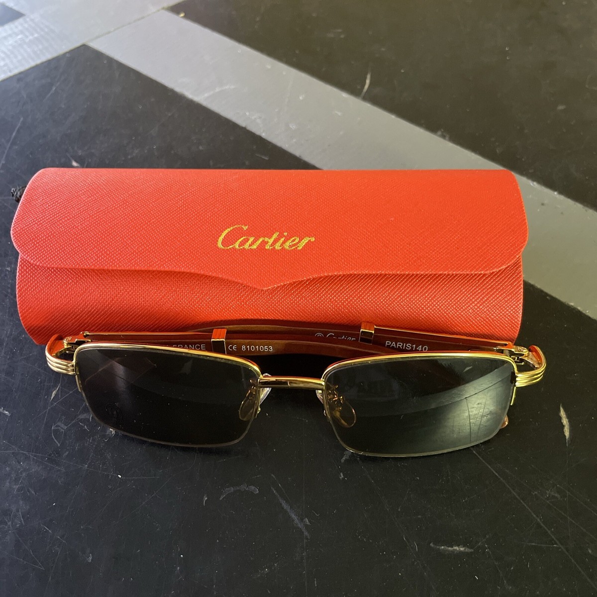 CARTIER Sunglasses Brown Tortoise Shell Pattern 51-18 140 T8101053