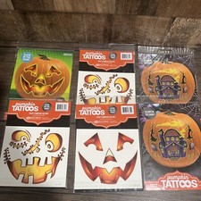 Lot Of 6 Glow In The Dark Pumpkin Decorating Tattoos