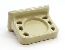 Vintage Yellow Ceramic Wall Flush Mount 6 Toothbrush  Cup Holder