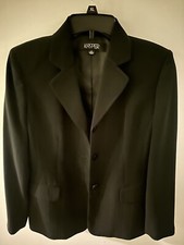 Black Kasper Women  s Notched Collar Three Button Blazer Jacket Black Size 4