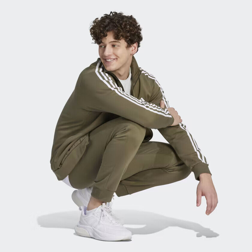 adidas Men's Basics 3-Stripes Fleece Track Suit (Jacket adidas Men's Basics 3-Stripes Fleece Track Suit (Jacket