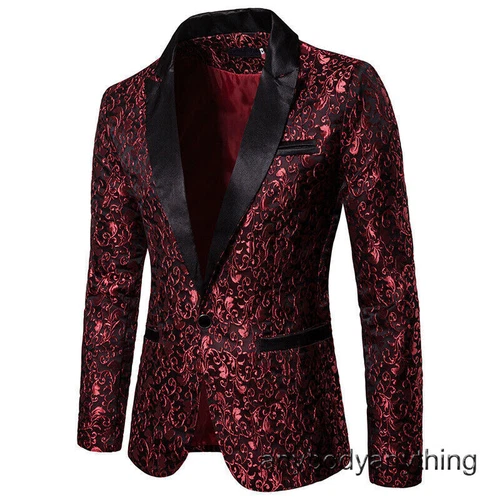 Herren Jacquard Smoking Anzug Sakko Abendessen Party Abschlussball Hochzeit Blazer Jacken Mantel - Bild 9 von 28