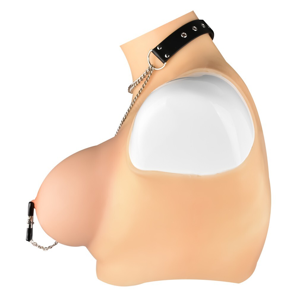 PU Leather Collar With Nipple Clamps SM Bondage Play  Flirt For Couples BDSM