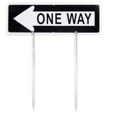 One Way Metal Sign With Left Arrow 17.7" X 5.9" Reflective Aluminum Metal Stakes