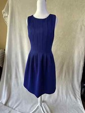 VINCE CAMUTO fit and flare party/dinner dress, royal blue, lined, pockets, Sz 8