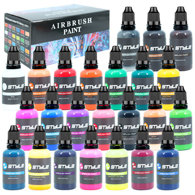 #ad 24 Multi Colors Airbrush Paint DIY Acrylic Paint Set for Hobby Model Artists $34.98