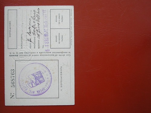 ORIGINAL FASCIST CARD TESSERA OPERA NAZIONALE DOPOLAVORO 1941 P.N.F. - Picture 2 of 2