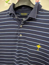 Polo Golf Ralph Lauren Shirt Men L Blue Polo Striped Performance Stretch Wicking