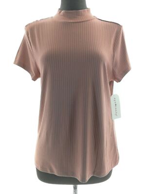Eye Candy Juniors Plus Pink Ribbed High Neck Top Short Sleeve Size 1X NWT