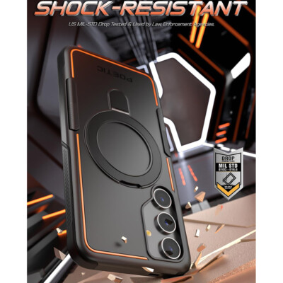 Poetic For Galaxy S24 Plus MagPro Case With Camera Foldable Rugged Clear Cover Purple