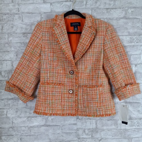 Blazer Jones New York Signature Tweed 8 Negocios Carrera Entrevista Clásico Forrado - Imagen 1 de 13