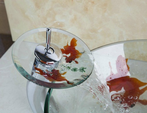 Bathroom Basin Sink Glass Spout Waterfall Mixer Faucet Single Hole Chrome Tap - Picture 15 of 35