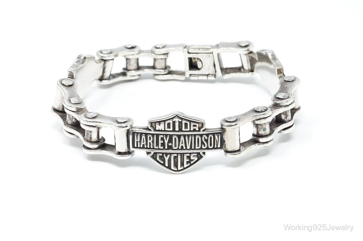 アクセサリー 80s Harley Davidson Bracelet Silver925 Vintage Harley Davidson Bike Chain Sterling Silver Bracelet