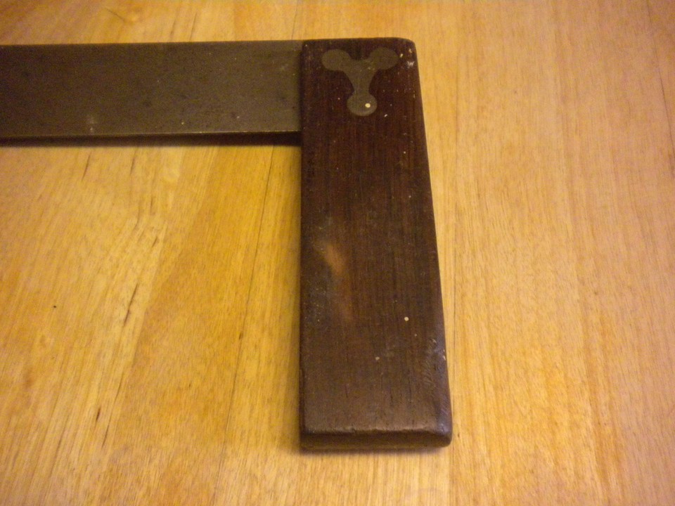 Vintage Wood Handle Square Tool USA Brass Inserts 6