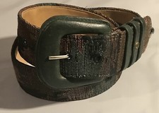 Vintage Etienne Aigner Belt Brown Leather and Cloth with 3 Keepers/Logo EUC