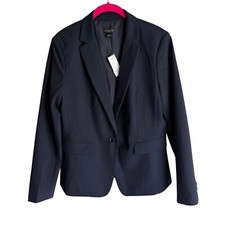 NWT ANN TAYLOR Factory Navy One Button Ladies Career Business Blazer, 8