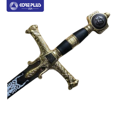 Knights Templa Sword King Solomon Gold Ark of the Covenant W/ Plaque  48.6''