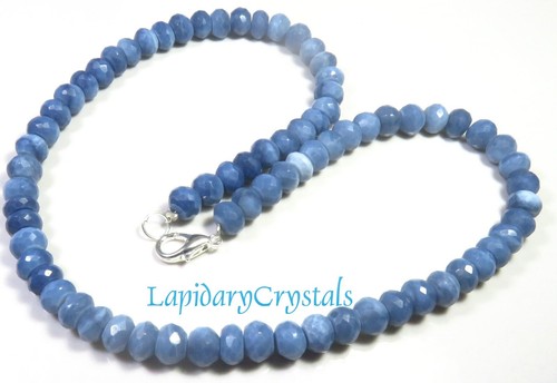 Bella Collana Gemme Perline Rondelle Sfaccettate Blu Naturale Opale Sfaccettata 7,5 mm 16 - Foto 4 di 8