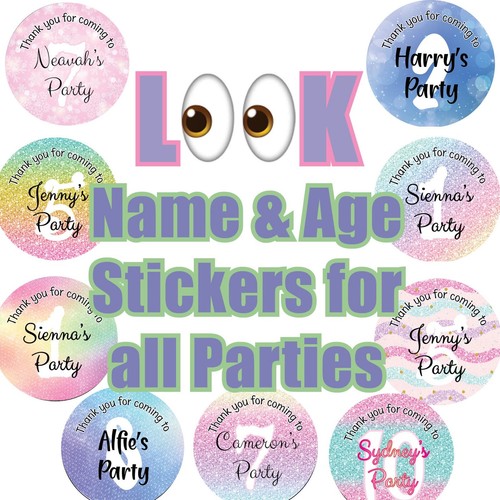 PERSONALISED Pastel Birthday Party Bag Stickers Sweet Cone VARIOUS DESIGNS 1153 - Picture 2 of 35