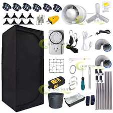 48"x48"x80" Grow Tent Kit w/ LED Full Spectrum Grow Light+Ventilation Inline Fan