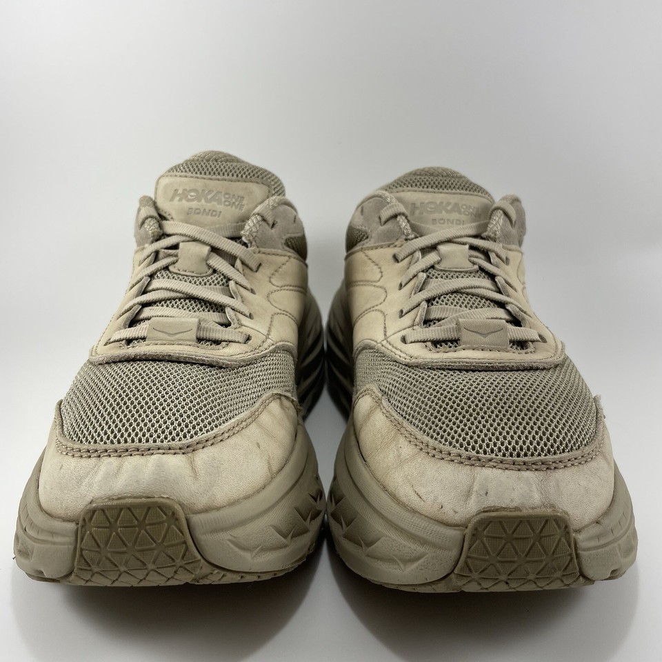 Hoka One One Bondi L Walking Shoes Womens Size 8.5 Tan Leather Unisex
