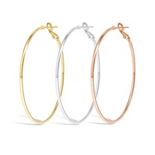 3 Pairs 50mm Big Gold Hoop Earrings for Women,Stainless Steel Big Hoop Earrings