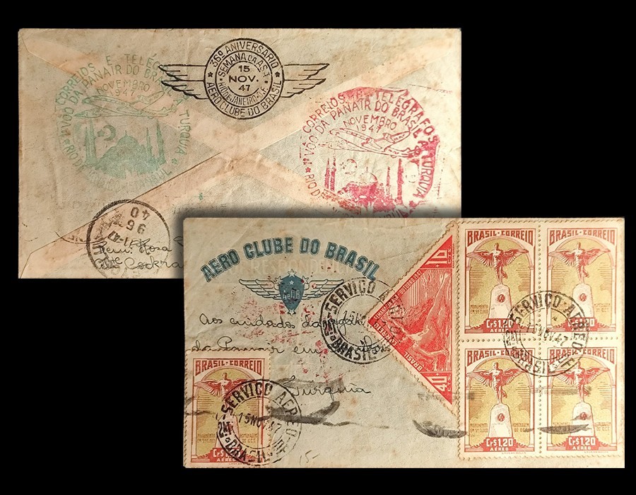 Aero Cluve do Brasil 1947 Cover Brazil to Turquia Istambul - Aviation PANAIR