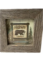 Bear With Fish Woods  Small Framed Print Joy Marie Heimsoth Wood Forest Bin M