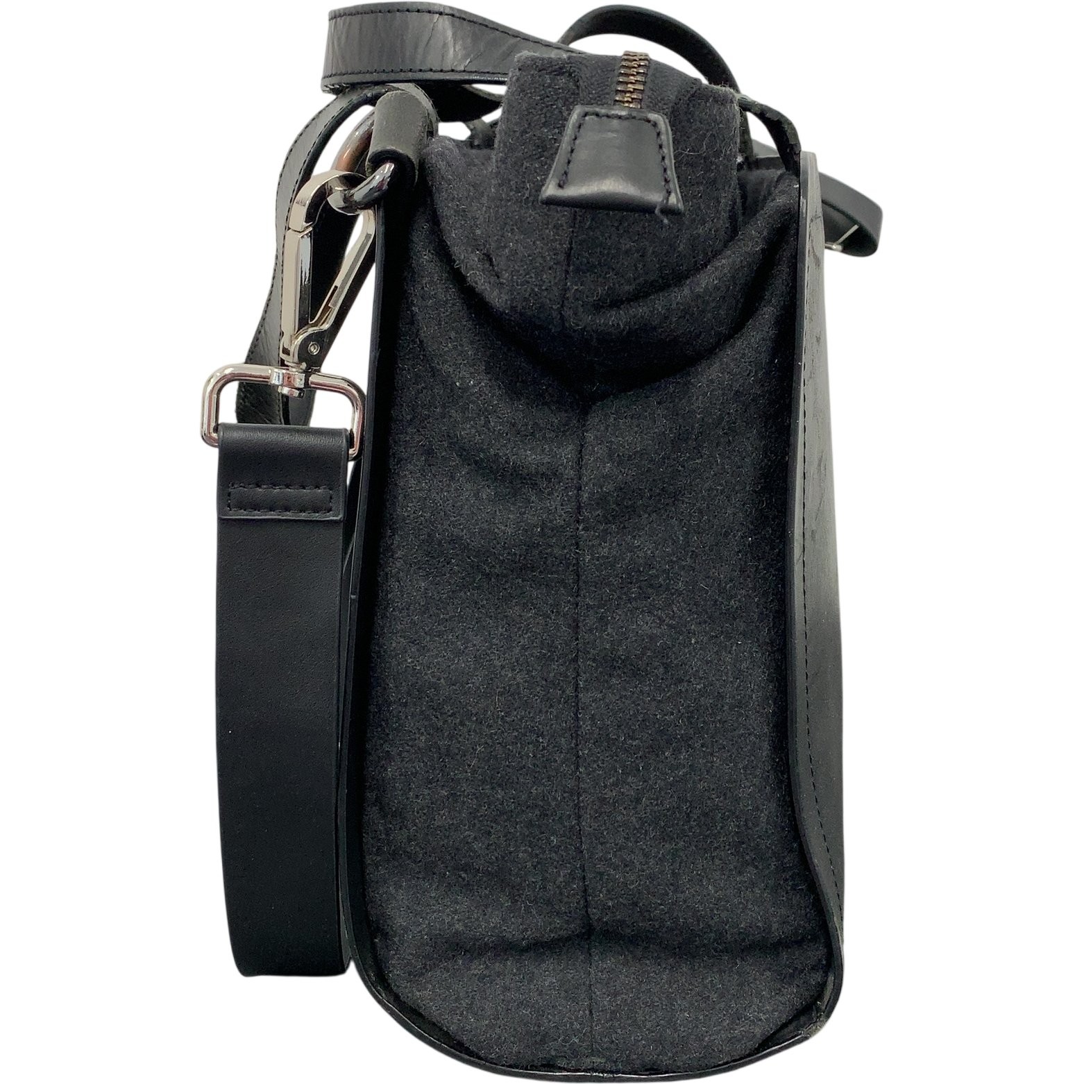 COS Black Structured Leather Wool Unisex Shoulder Bag Chic Classic Laptop City image 7