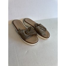 Seychelles Italy Tan Suede Leather Knot Bow Slide Sandals Womens 8 Summer