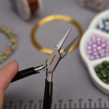 Flat Nose Pliers   Extra Fine Tips   4.5 inches 114mm   PVC Grip Handle wit...